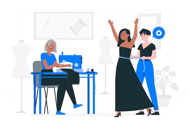 服装设计工作室扁平插画