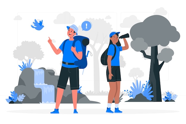 生态旅游户外郊游扁平插画