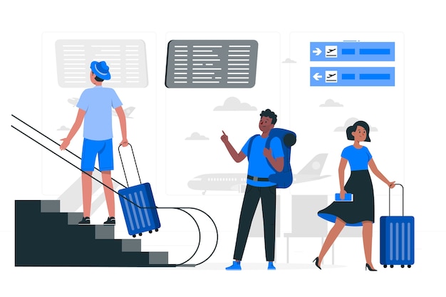 机场航站楼扁平插画