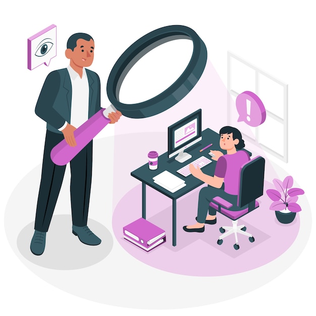 监督监视扁平插画