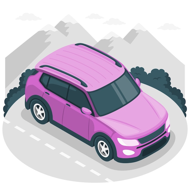 Suv汽车扁平插画