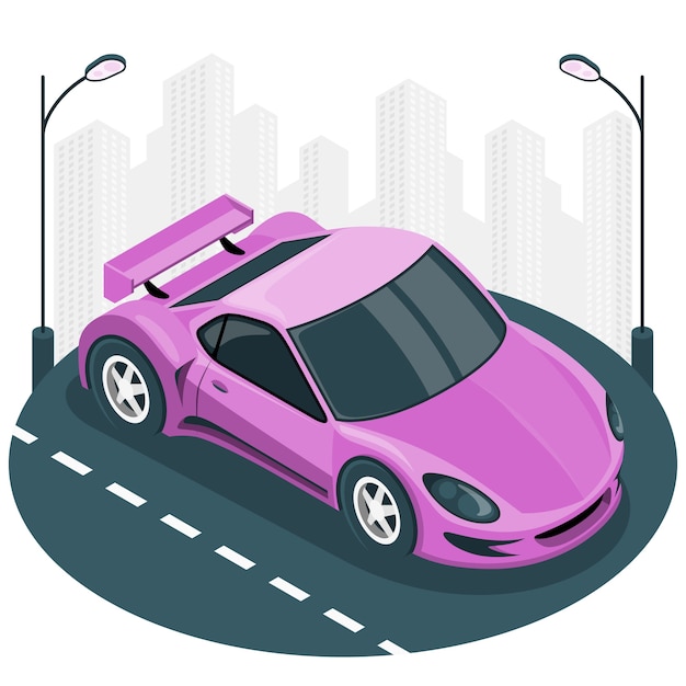 跑车汽车扁平插画