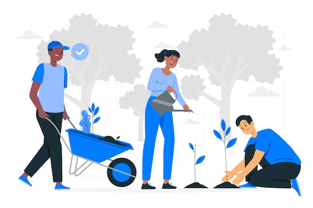 植树造林植树节扁平插画