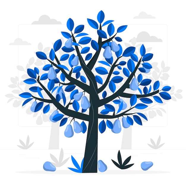 树木鳄梨树牛油果树扁平插画