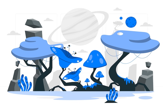 外星球植物扁平插画