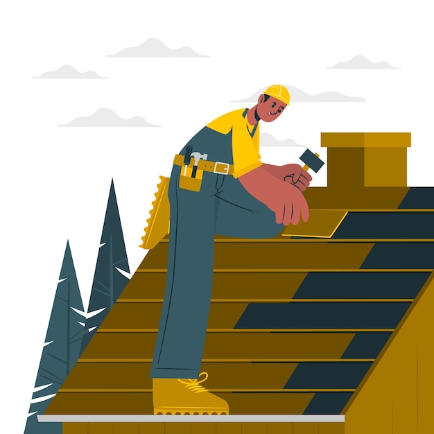 装修盖屋顶扁平插画