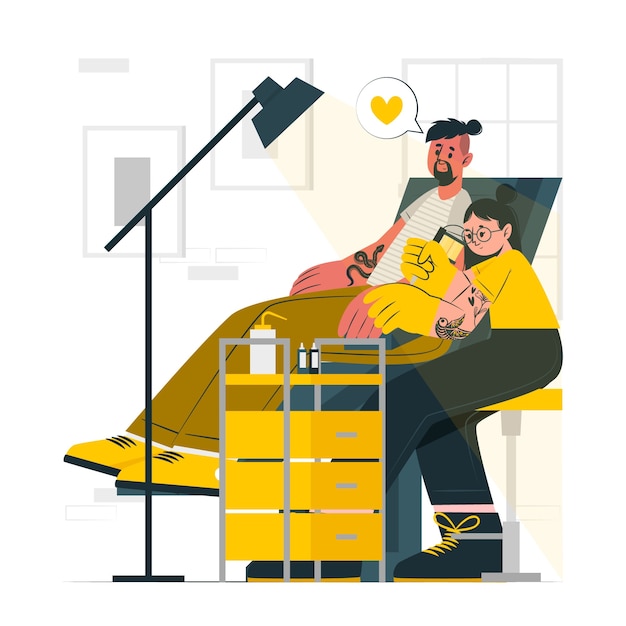 纹身师扁平插画