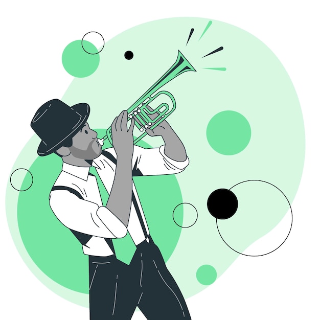 爵士小号扁平插画