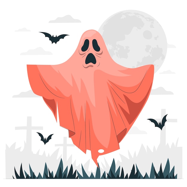 可怕的幽灵扁平插画