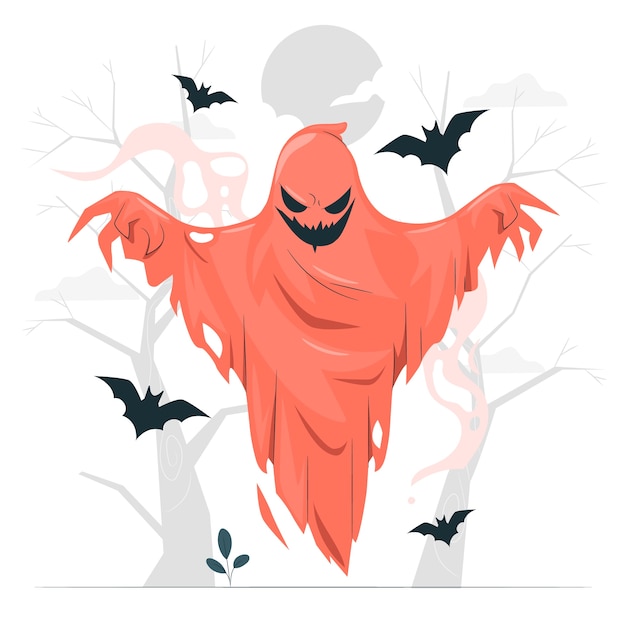 可怕的幽灵扁平插画