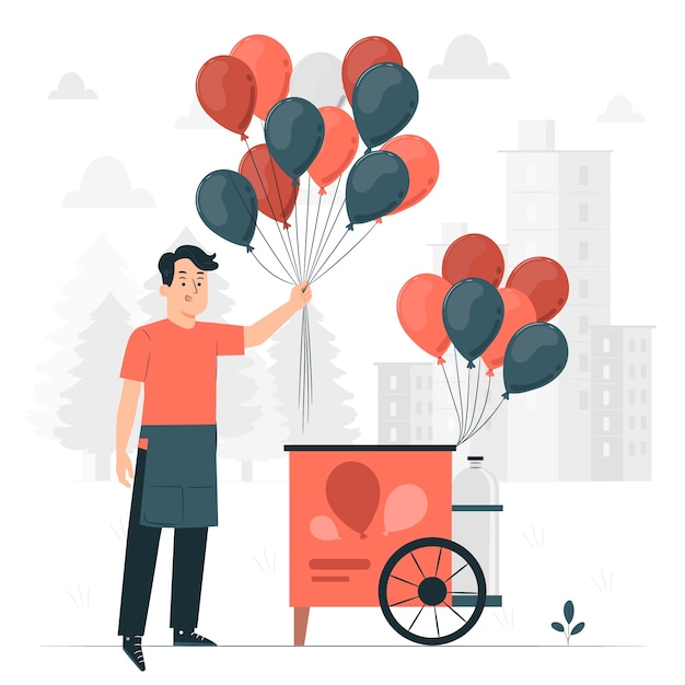 气球卖家扁平插画