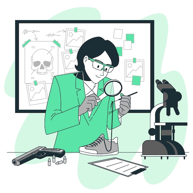 法医专家扁平插画