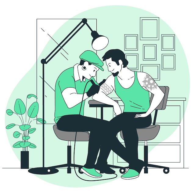 纹身师扁平插画