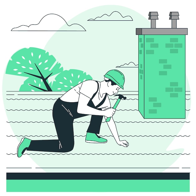 盖屋顶扁平插画