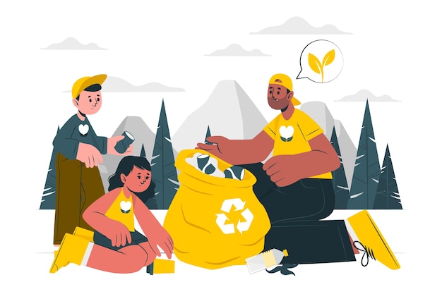 保护环境扁平插画