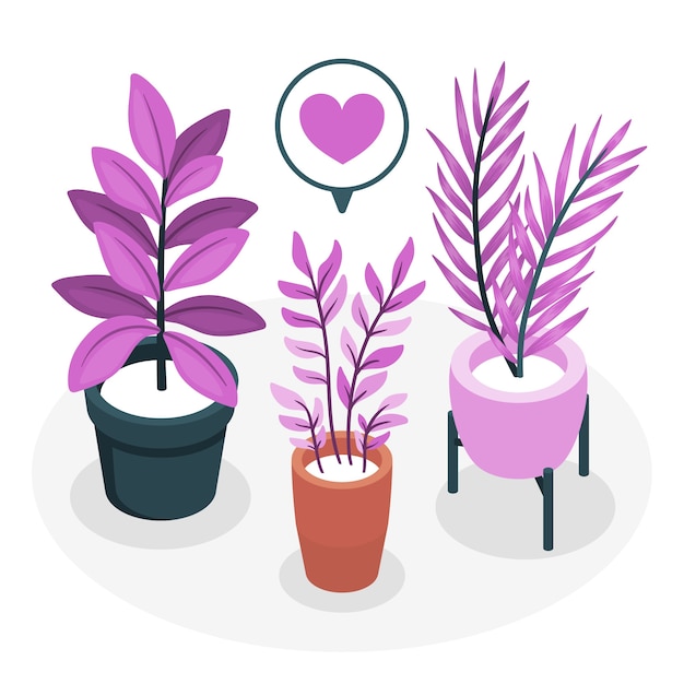 盆栽植物扁平插画