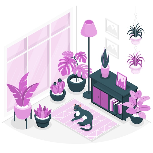 室内植物扁平插画