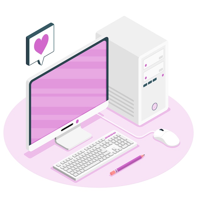 台式机电脑扁平插画