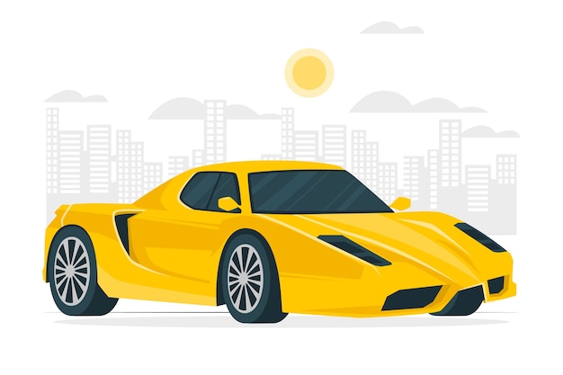 跑车汽车扁平插画