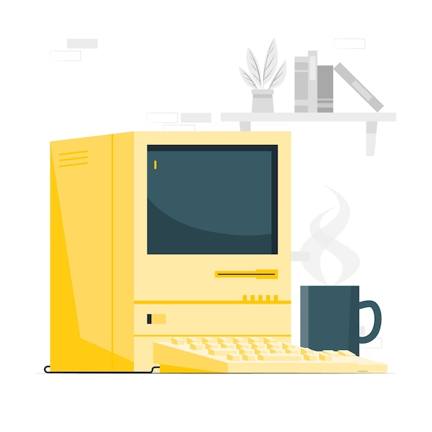 复古电脑扁平插画