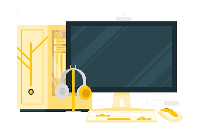 台式电脑扁平插画