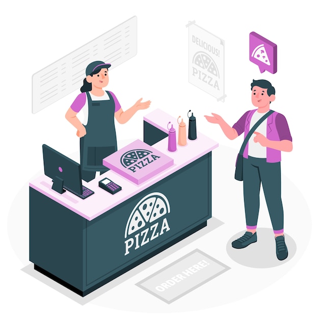 快餐店服务员扁平插画