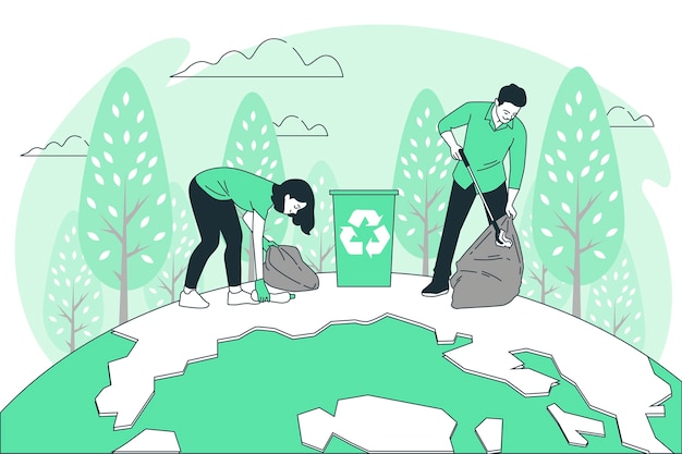 保护环境扁平插画