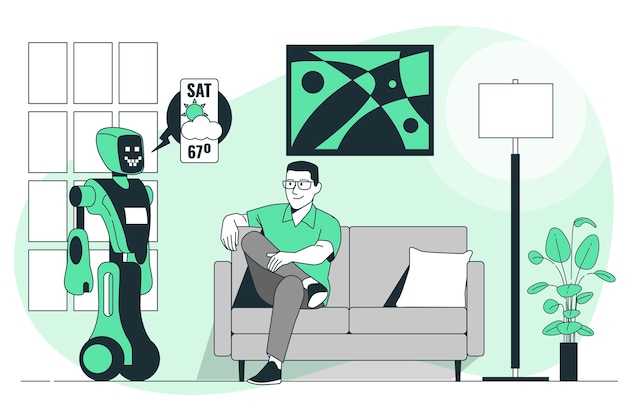 人们使用机器人扁平插画