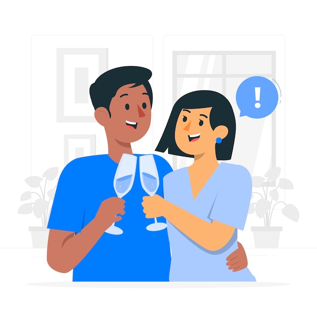 喝香槟的人扁平插画