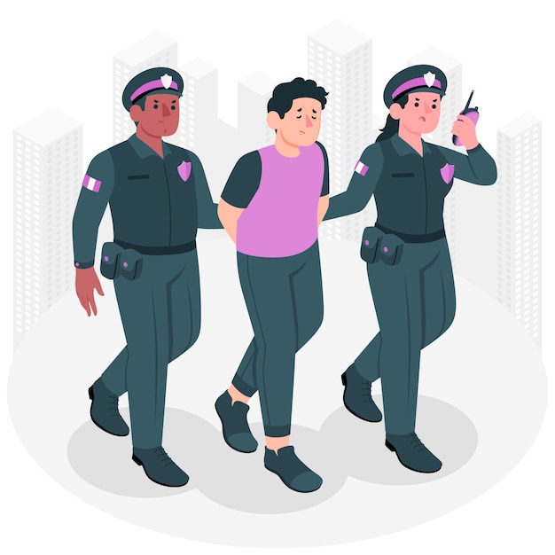 逮捕罪犯扁平插画