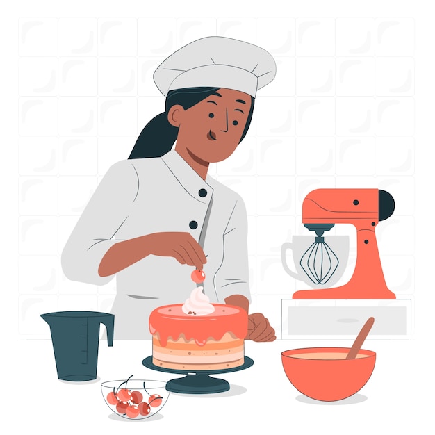 糕点师扁平插画