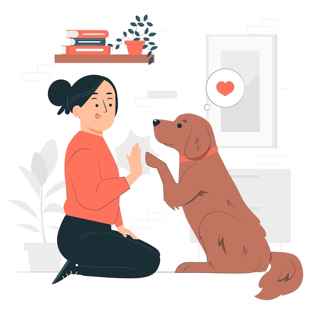 和狗击掌扁平插画