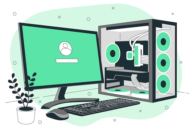 台式机电脑扁平插画