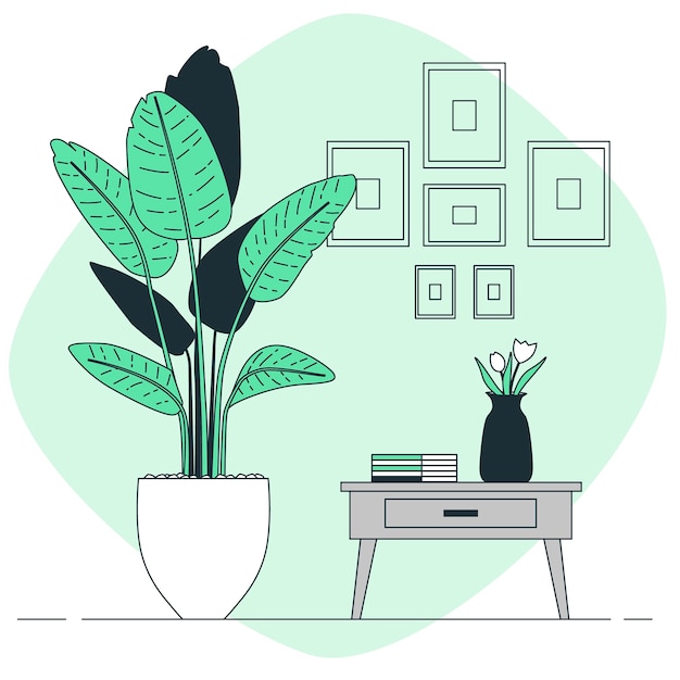 鹤望兰植物扁平插画