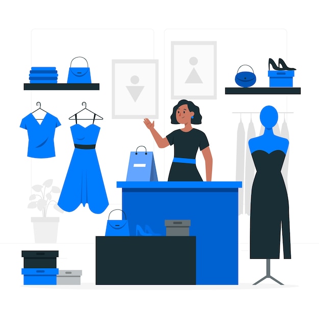 时装店服装店扁平插画