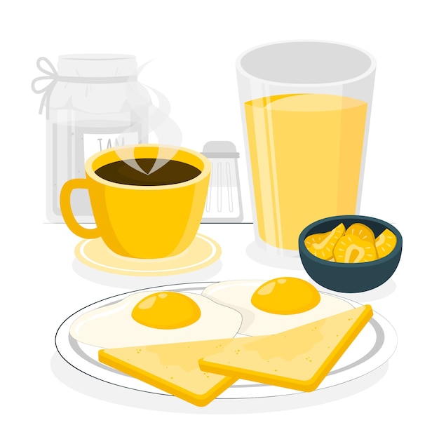 早餐食品扁平插画