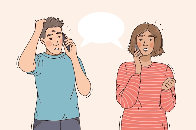 手绘打电话的人插画