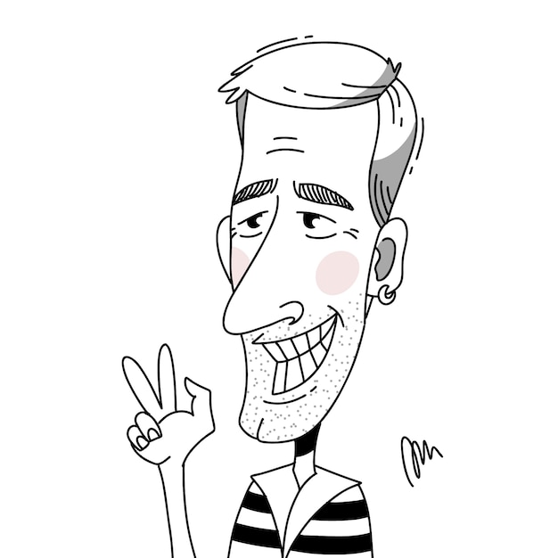 夸张漫画风格男人插画