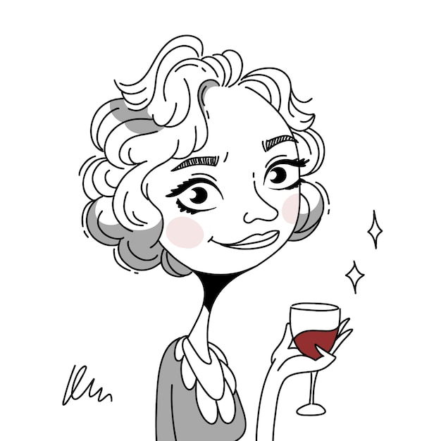 夸张漫画风格女人插画