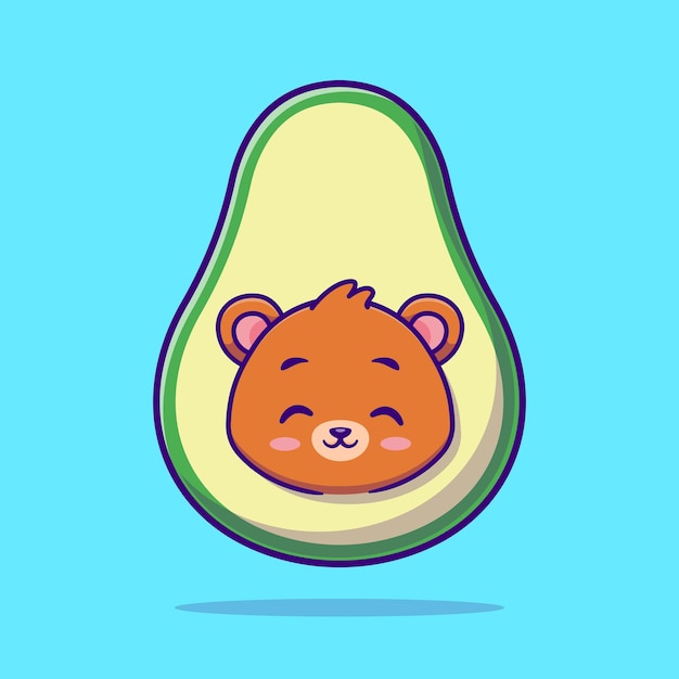 牛油果小熊插画