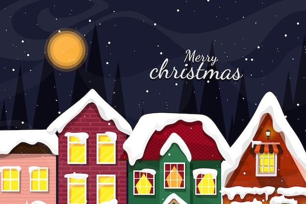 被雪覆盖的房子插画