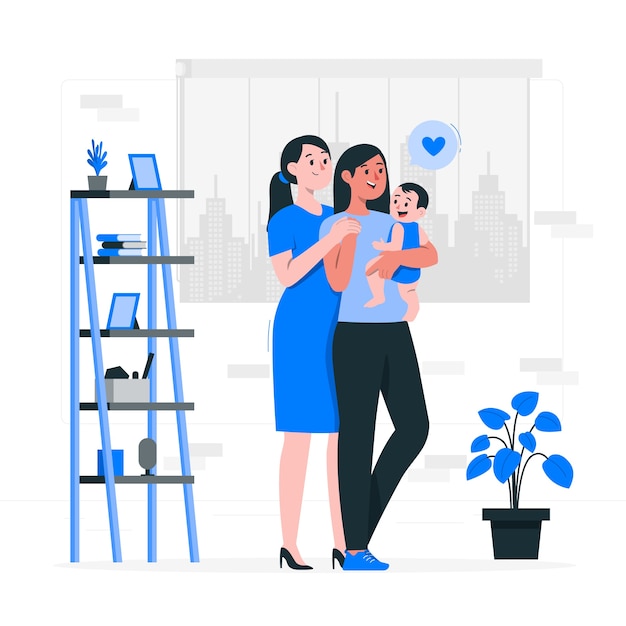 Lgbt家庭扁平插画
