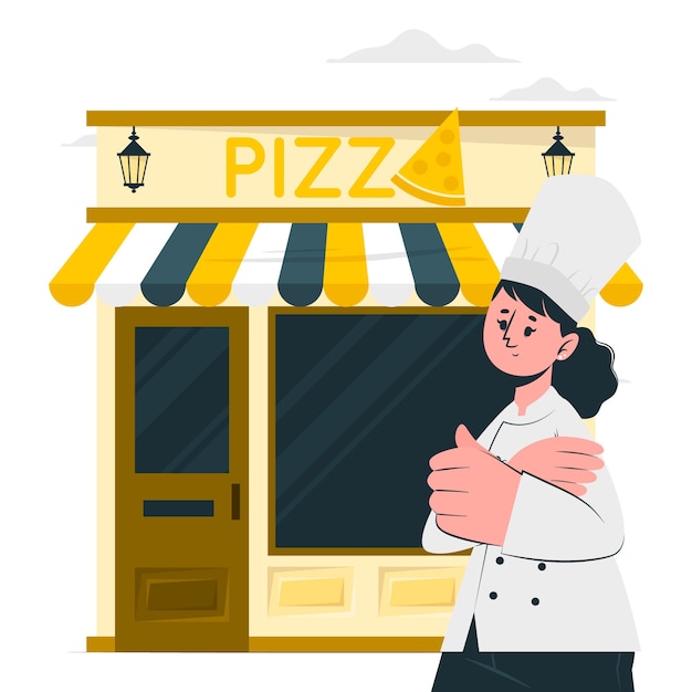 披萨餐厅扁平插画