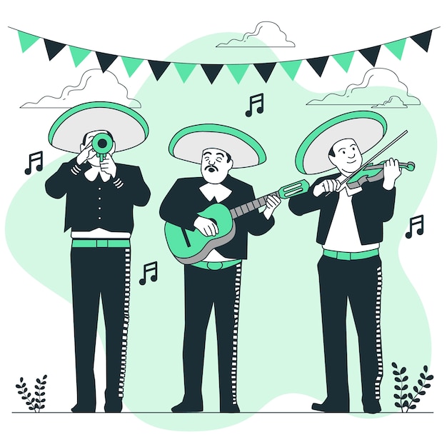 墨西哥音乐家扁平插画