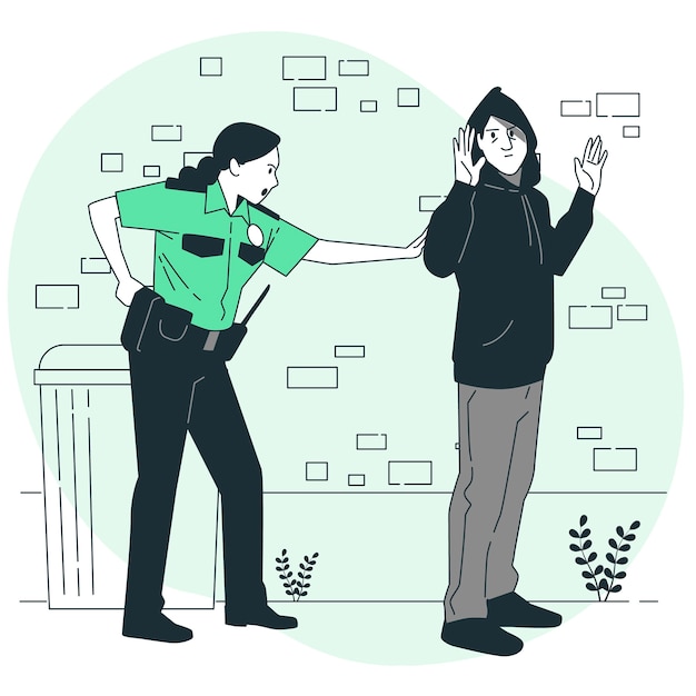 警察逮捕罪犯扁平插画