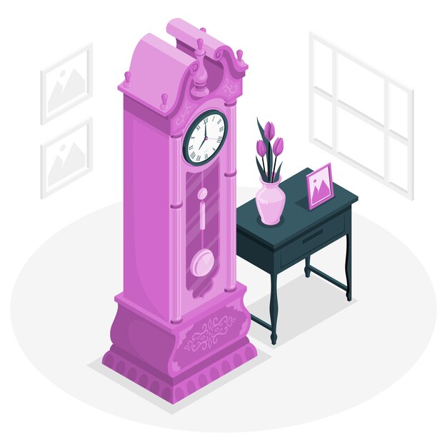旧时钟扁平插画