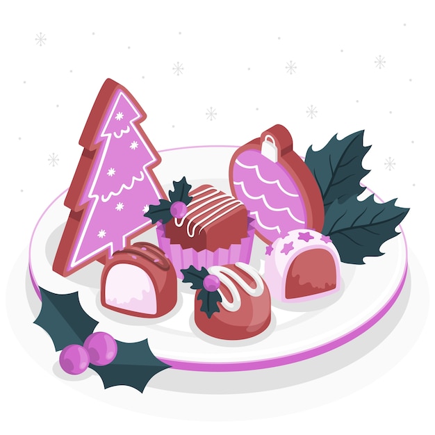 圣诞巧克力扁平插画