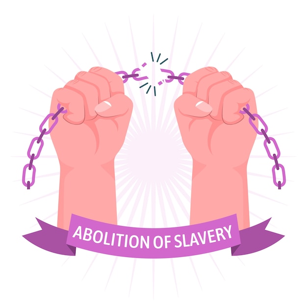 扯断锁链的双手扁平插画