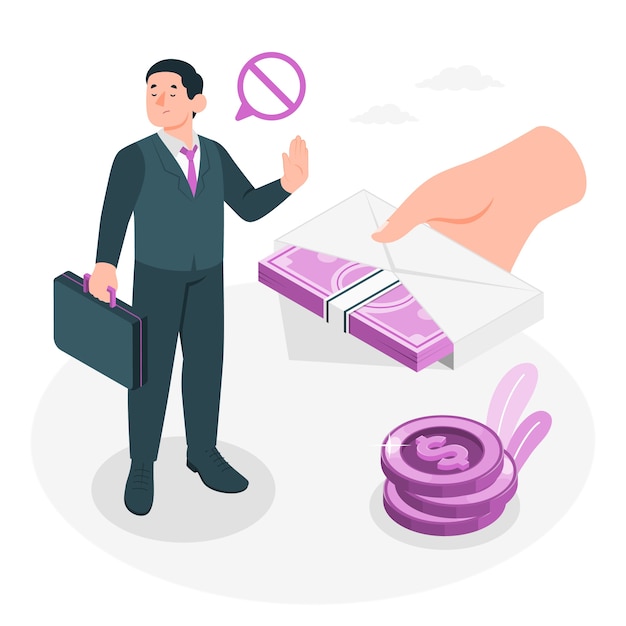 拒绝受贿扁平插画