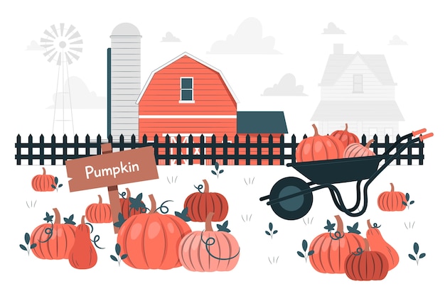 南瓜地扁平插画